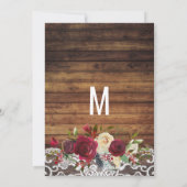 カントリーレッドアイボリーフローラレースウッドブランチバブリー 招待状 (裏面)