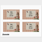 カントリーレッドギンガムチェック 長方形シール (シート)