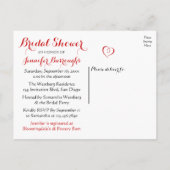 カントリーレッドギンガムプレイド素朴ブライダルシャワー インビテーションポストカード (裏面)