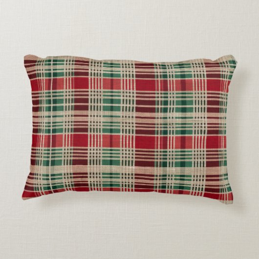 カントリーレッドグリーンプレイドクリスマス アクセントクッション (裏面)