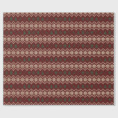 カントリーレッドグリーン雪の結晶クリスマス ラッピングペーパー (フラット)