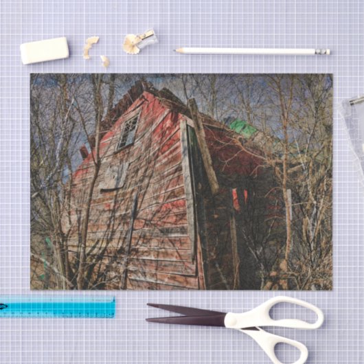 カントリーレッド素朴バーンヴィンテージファームハウス 薄葉紙 (クラフト)