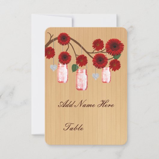 カントリーレッド素朴メイソンジャーステーブル座席表 招待状 (正面)