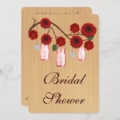 カントリーレッド素朴メイソンジャースブライダルシャワー招待状 招待状 (正面/裏面)