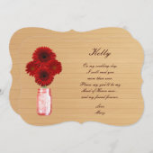 カントリーレッド素朴メイソンジャーメイド・オブ・オーナー（花嫁付き添い人）カード 招待状 (正面/裏面)