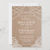 カントリーレースとクラフト結婚式招待状素朴、 招待状 (正面)