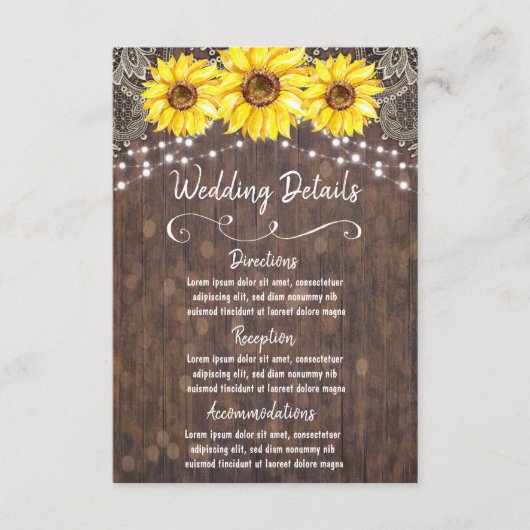 カントリーレースとヒマワリ結婚ーの詳細カード エンクロージャーカード (正面)