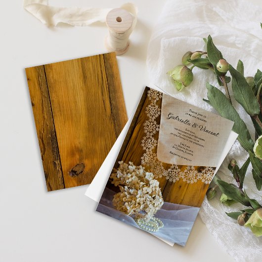 カントリーレースとフラワーズバ結婚ンズ 招待状