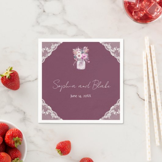 カントリーレースのメイスンジャー結婚ルガンディ スタンダードカクテルナプキン (インサイチュ)