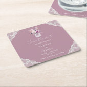 カントリーレースのメイソンジャールピンク日付を保存 スクエアペーパーコースター (アングル)