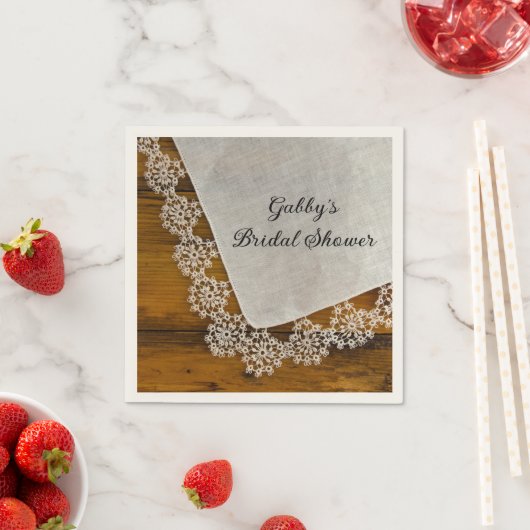 カントリーレースアンドバーンウッドブライダルシャワー スタンダードカクテルナプキン (インサイチュ)