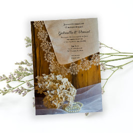 カントリーレースアンドフラワーズ婚約バーンパーティー 招待状