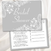 カントリーレースグレーホワイトレースのようエレガントブライダルシャワー インビテーションポストカード