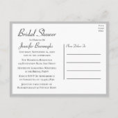 カントリーレースグレーホワイトレースのようエレガントブライダルシャワー インビテーションポストカード (裏面)