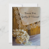 カントリーレースフラワーズバ結婚ンズサンキューノート ノートカード (正面)