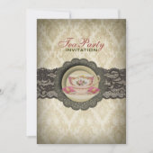 カントリーレースフローラティーカップブライダルティーパーティー 招待状 (正面)