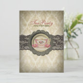 カントリーレースフローラティーカップブライダルティーパーティー 招待状 (スタンド正面)