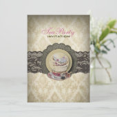 カントリーレースフローラティーカップブライダルティーパーティー 招待状 (スタンド正面)