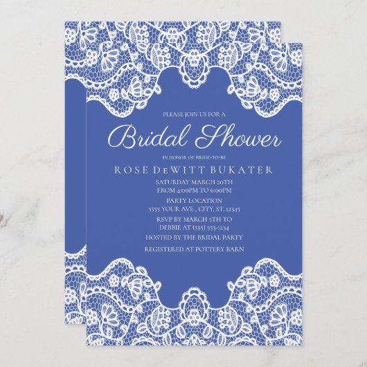 カントリーレースブライダルシャワー招待状 招待状 (正面/裏面)