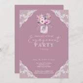 カントリーレースメイスンジャールピンク婚約パーティ 招待状 (正面/裏面)