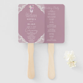 カントリーレースメイスンジャールピンク結婚式 プログラム ハンドファン