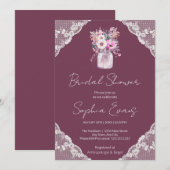 カントリーレースメイスンジャールブルゴーニュブライダルシャワー 招待状 (正面/裏面)