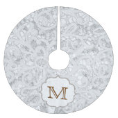 カントリーレースモノグラム素朴イニシャルツリースカート ブラッシュドポリエステルツリースカート (正面)