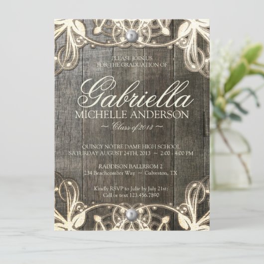 カントリーレー素朴ス卒業写真招待状 招待状 (スタンド正面)