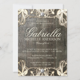 カントリーレー素朴ス卒業写真招待状 招待状