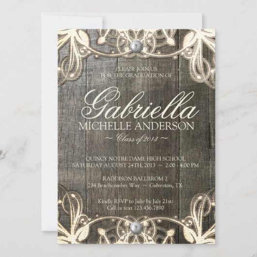 カントリーレー素朴ス卒業写真招待状 招待状 (正面)