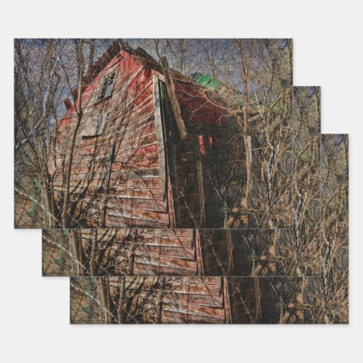カントリーレ素朴ッドバーンヴィンテージファームハウス ラッピングペーパーシート (セット)