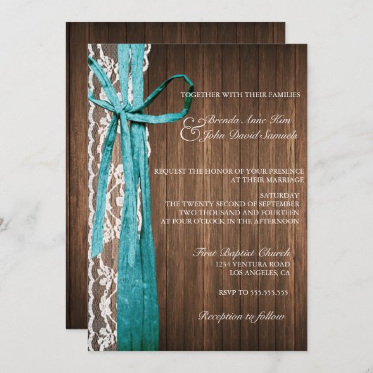 カントリーレ素朴ースウッド結婚式招待状 招待状 (正面/裏面)