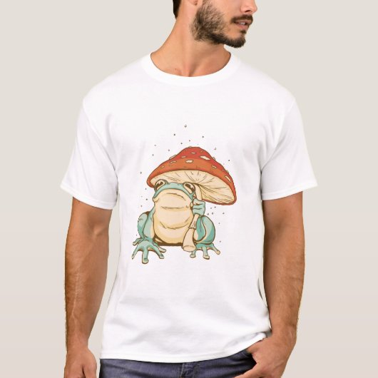 カントリーロアスタイルのかえる+きのこ Tシャツ (正面)