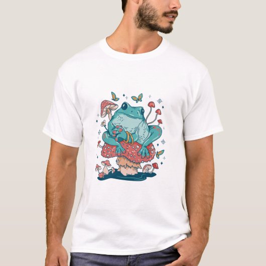 カントリーロアスタイルのきのこの家のカエル Tシャツ (正面)
