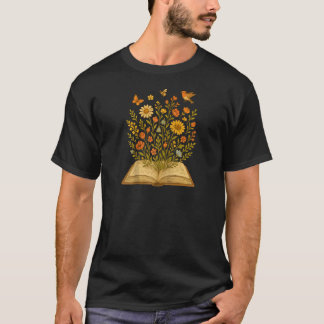 カントリーロア コテージコア 妖精の古びた本 野の花 Tシャツ