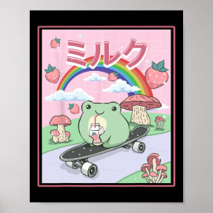 カントリーロア スケートボードをするカエル ポスター