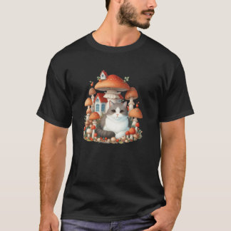 カントリーロア 猫 きのこ グラフィック Tシャツ