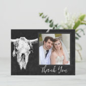 カントリーロデオウェスタン白黒ブルスカル写真 サンキューカード (スタンド正面)