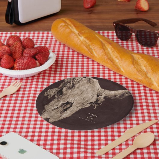 カントリーロデオウエスタンブラウンブルスカル ペーパープレート (ピクニック)