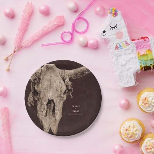 カントリーロデオウエスタンブラウンブルスカル ペーパープレート (パーティー)