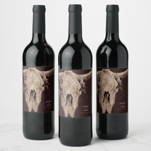 カントリーロデオウエスタンブラウンブルスカル ワインラベル (ボトル)