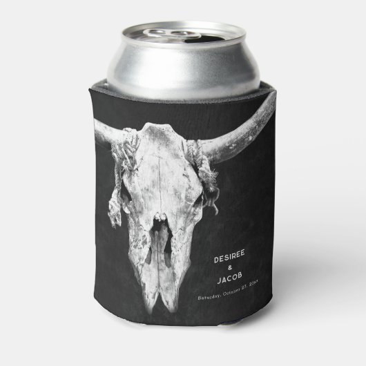 カントリーロデオウエスタンブラックアンドホワイトブルスカル 缶クーラー (缶裏面)