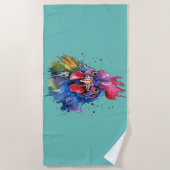 カントリーロースターチキンウォーターカラースタイル ビーチタオル (正面)