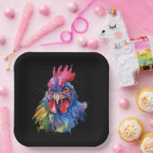 カントリーロースターチキンウォーターカラースタイル ペーパープレート (パーティー)