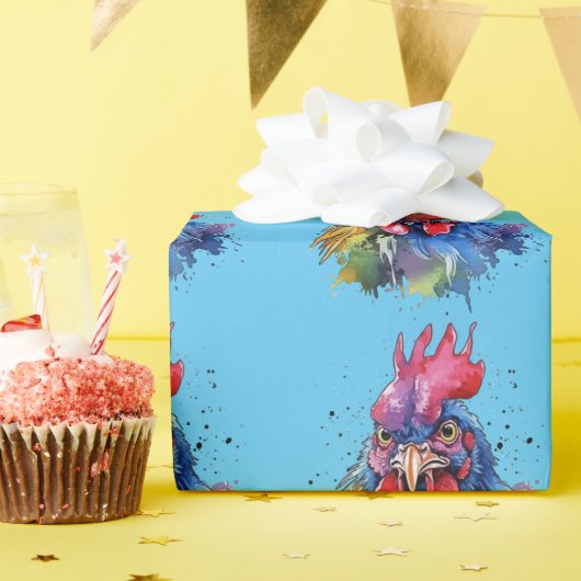 カントリーロースターチキンウォーターカラースタイル ラッピングペーパー (誕生日パーティー)