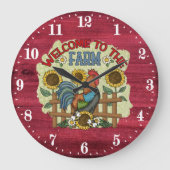 カントリーロースターファームハウスへようこそ ラージ壁時計 (正面)