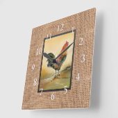 カントリーロースター素朴オンバーラップ スクエア壁時計 (傾斜)