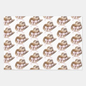 カントリーロードホース女性のカーボーイハット誕生日 ラッピングペーパーシート (正面3)