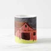 カントリーロードマグ農村の大きな赤い納屋の夏のフィールド コーヒーマグカップ (中央)
