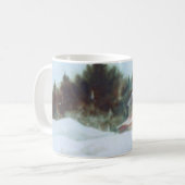 カントリーロードマグ農村部の大きな赤い納屋の冬の雪 コーヒーマグカップ (正面左)